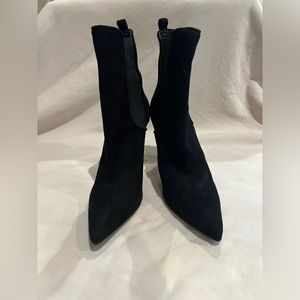 Schutz Black Leather Heeled Booties 8.5